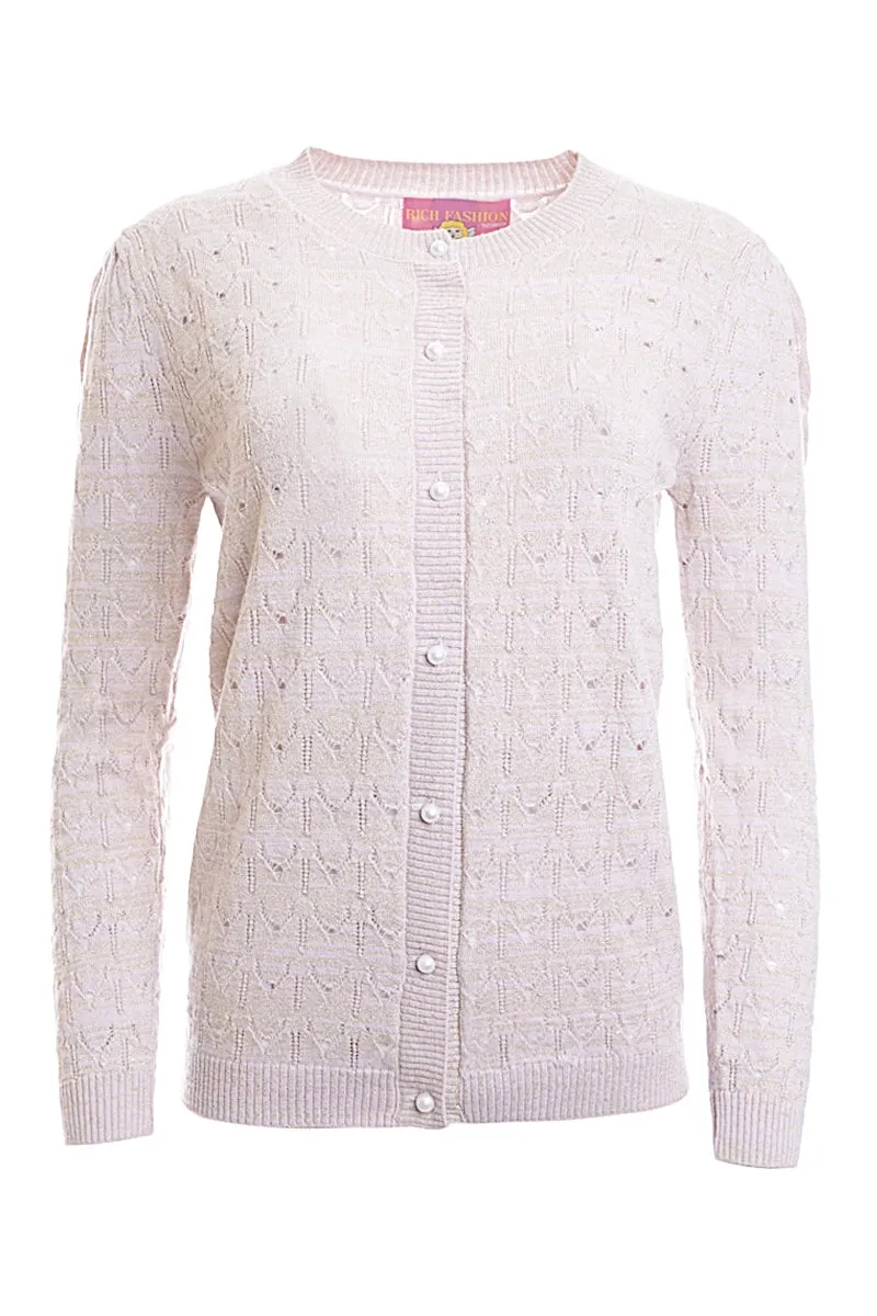 Lace Knit Cashmere Pink Cardigan