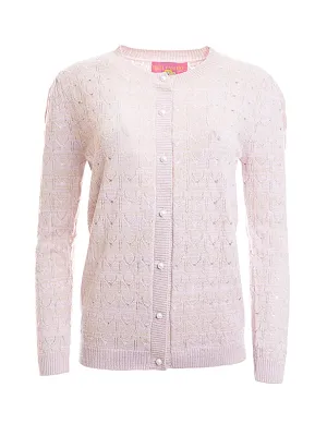 Lace Knit Cashmere Pink Cardigan