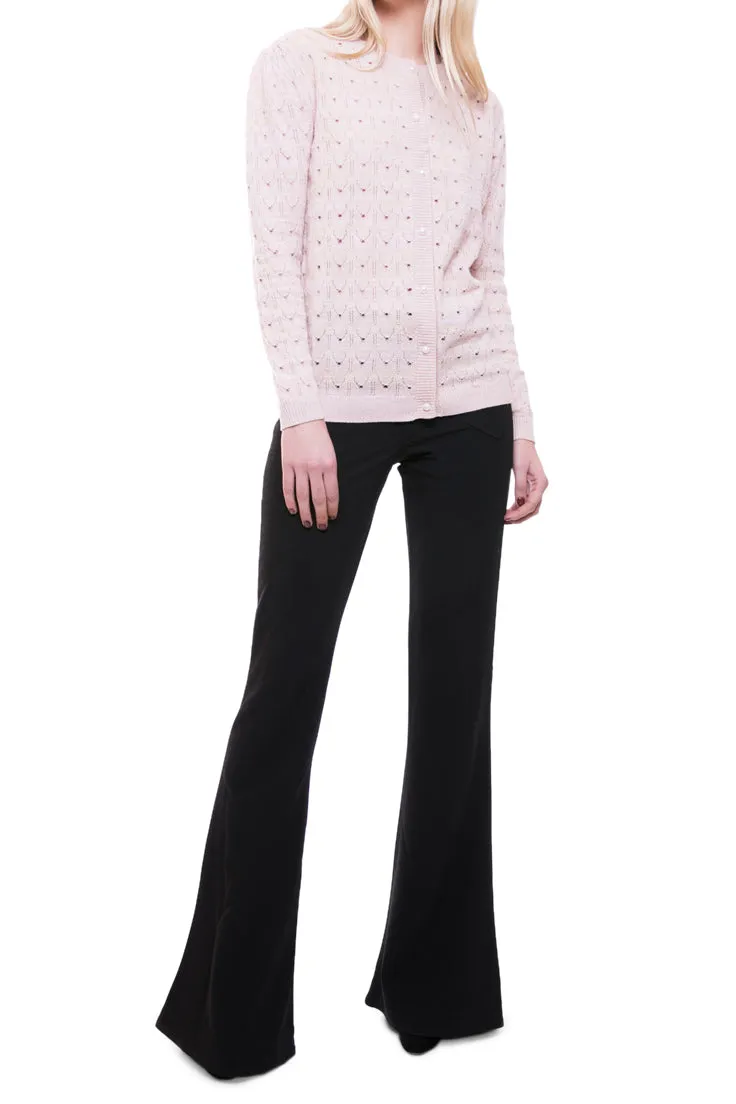 Lace Knit Cashmere Pink Cardigan