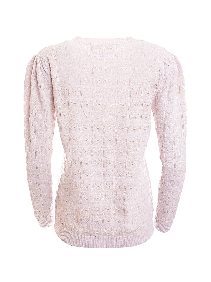 Lace Knit Cashmere Pink Cardigan