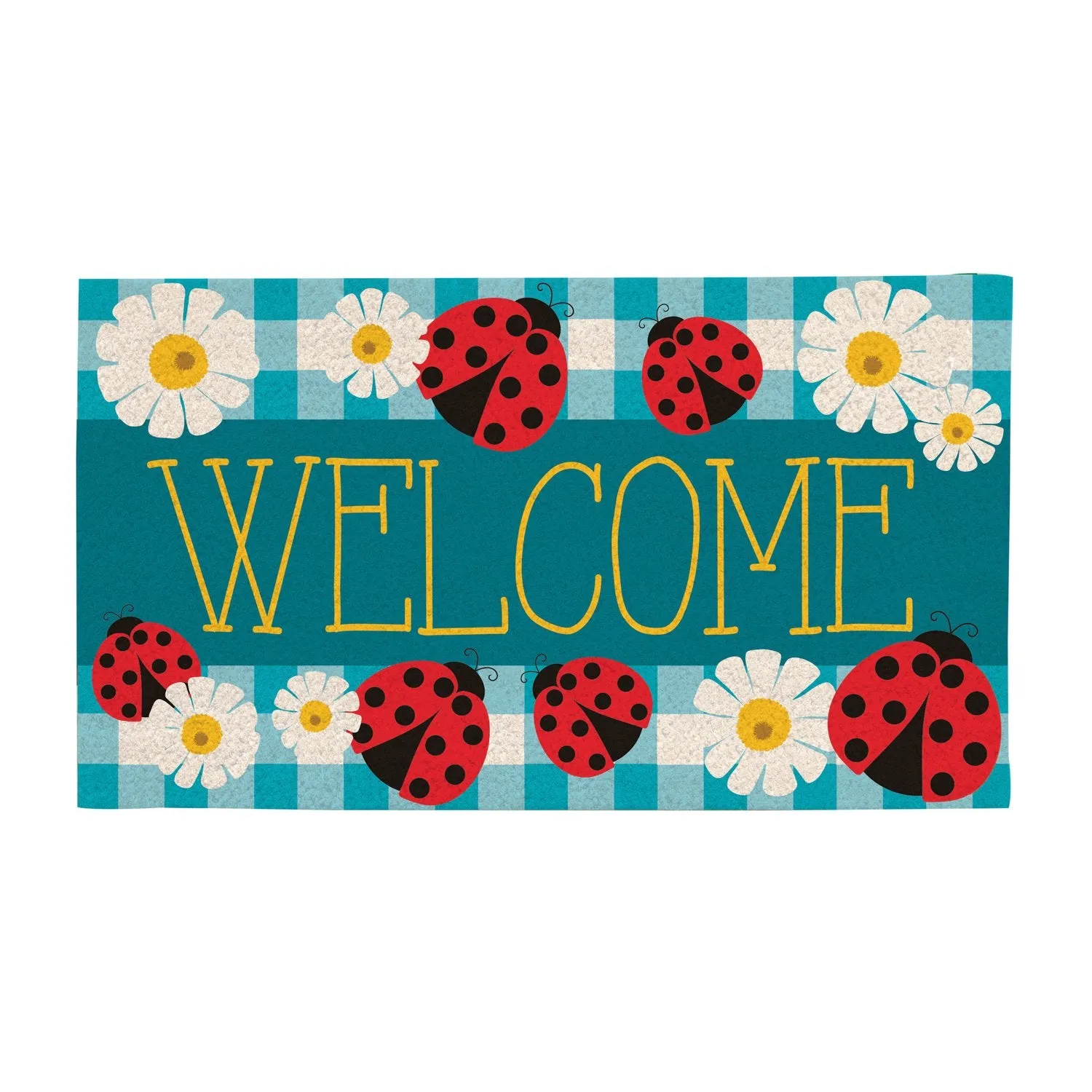 Ladybug Plaid Coir Mat,2rm769