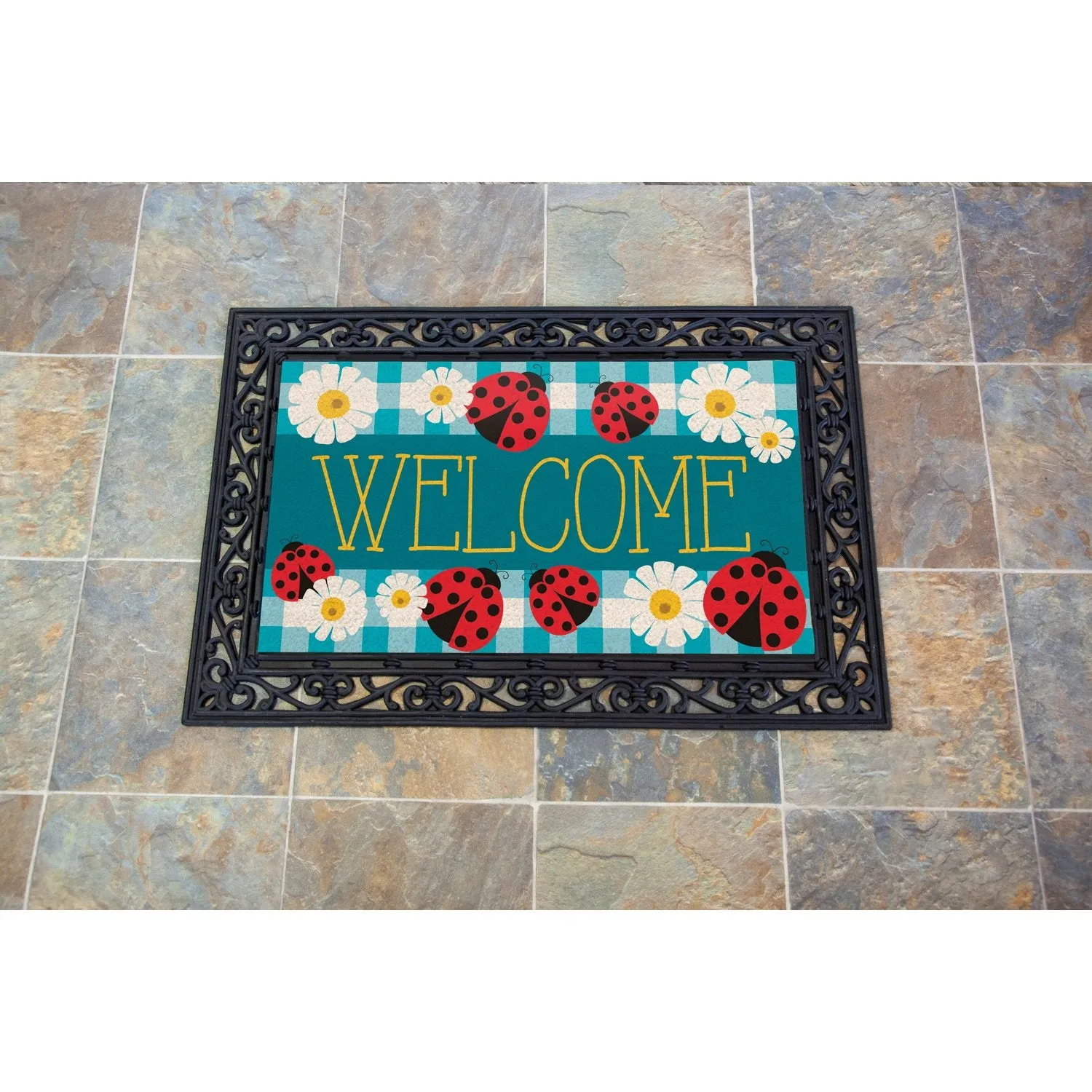 Ladybug Plaid Coir Mat,2rm769