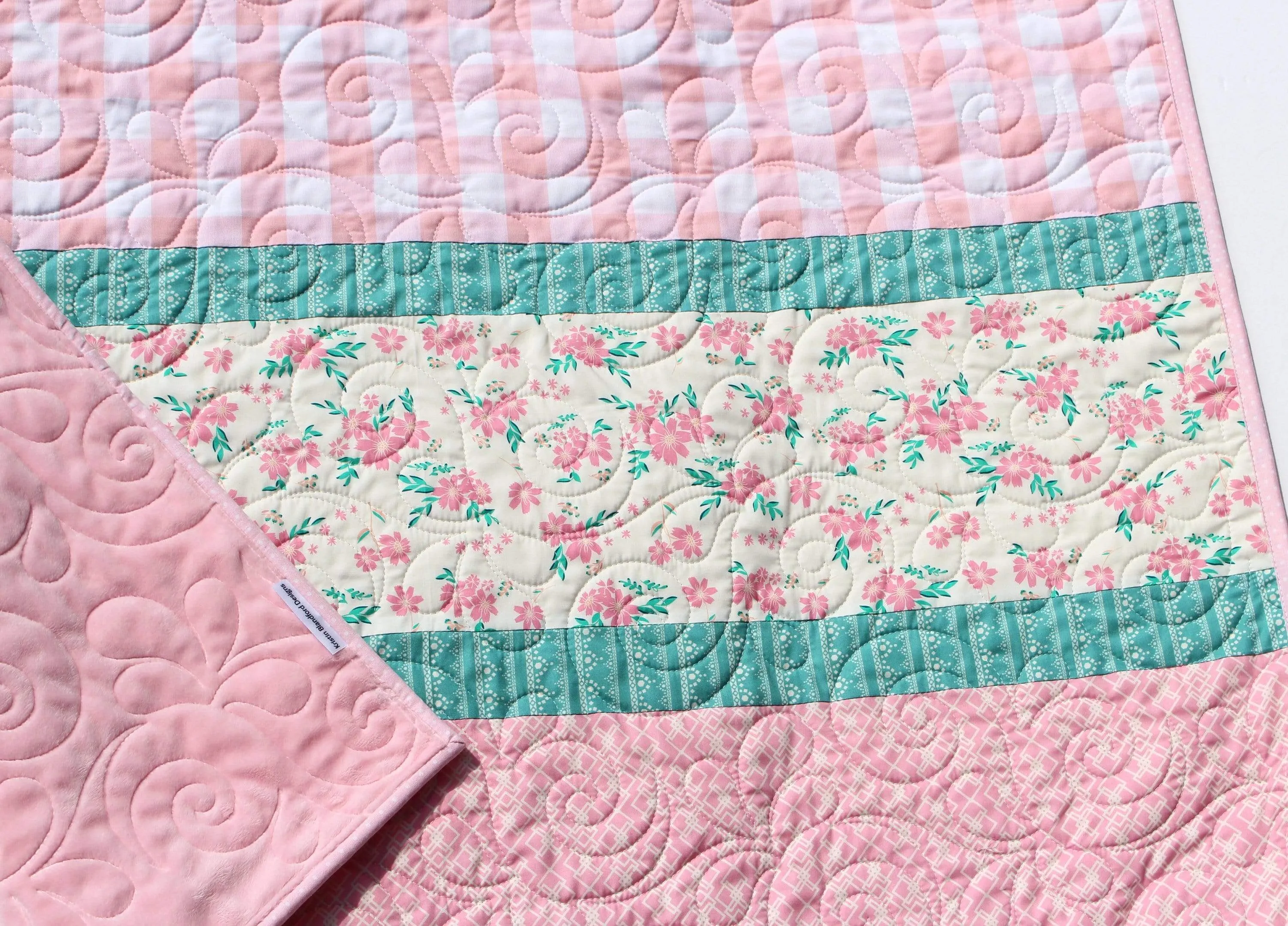 LAST ONE Baby Quilt, Plaid Floral Minky Blanket, Farmhouse Flower Crib Bedding, Vintage Chic Floral