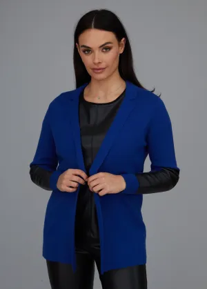Leather Trip Open Front Cardigan: FINAL SALE