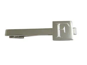 Letter F Etched Monogram Square Tie Clip