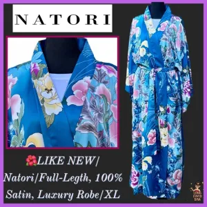 🌺LIKE NEW/Natori/Full-Legth, 100% Satin, Luxury Robe, w/ Belt/XL