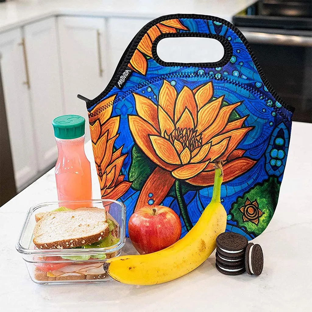 Lotus Flower Insulated Lunch Bag