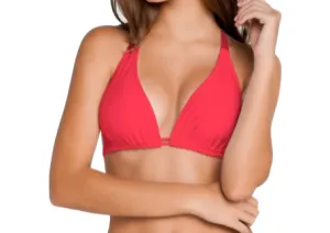 Luli Fama Halter Triangle Top - Bombshell Red