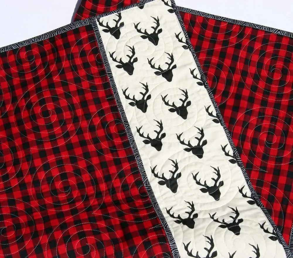 Lumberjack Plaid Quilt, Woodland Buffalo Plaid Check, Deer Buck Bear Boy or Girl Blanket