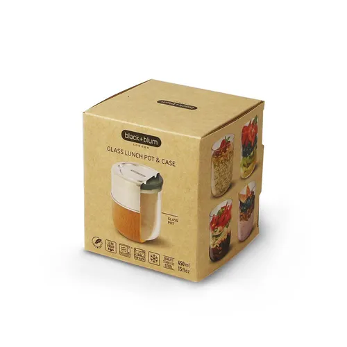 Lunch pot Glass Black Blum 450 ml Mandel GR-LB-S014