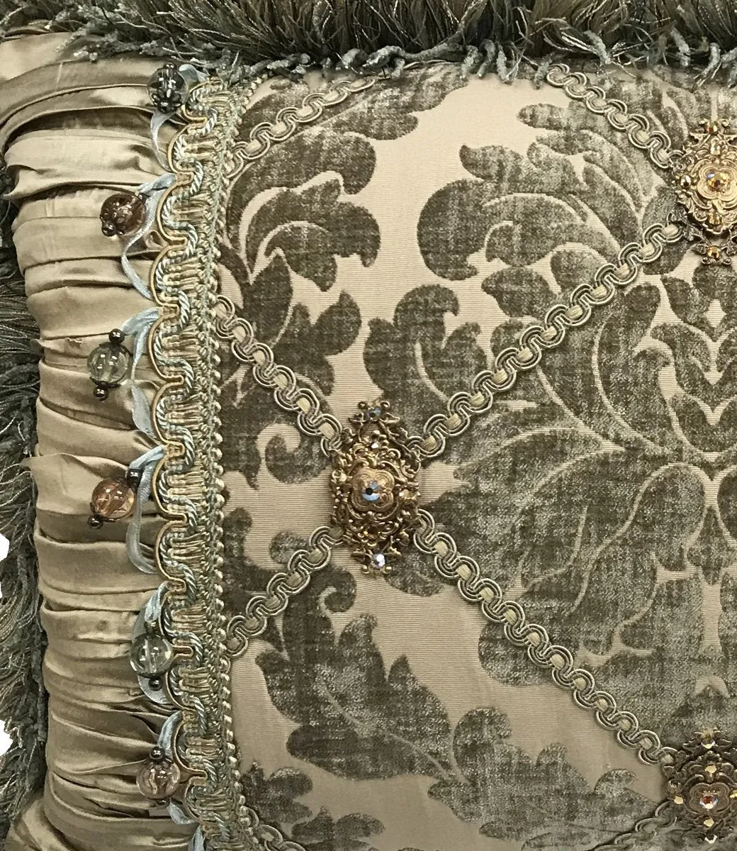 Luxury Decorative Rectangle Pillow with Jewels