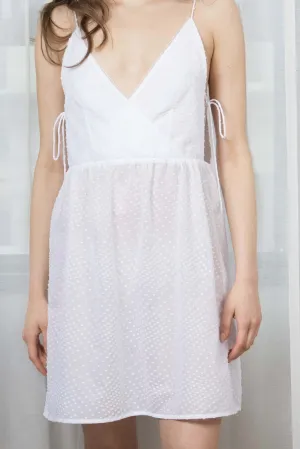 MACKENZIE COTTON X-FRONT DRESS - WHITE