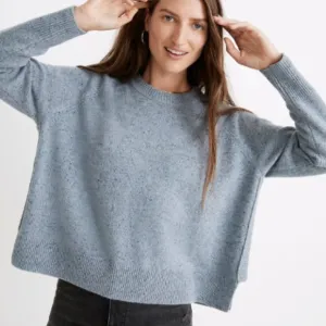 Madewell Blue Cashmere Wool Crewneck Sweater Size M Oversized Donegal Resourced