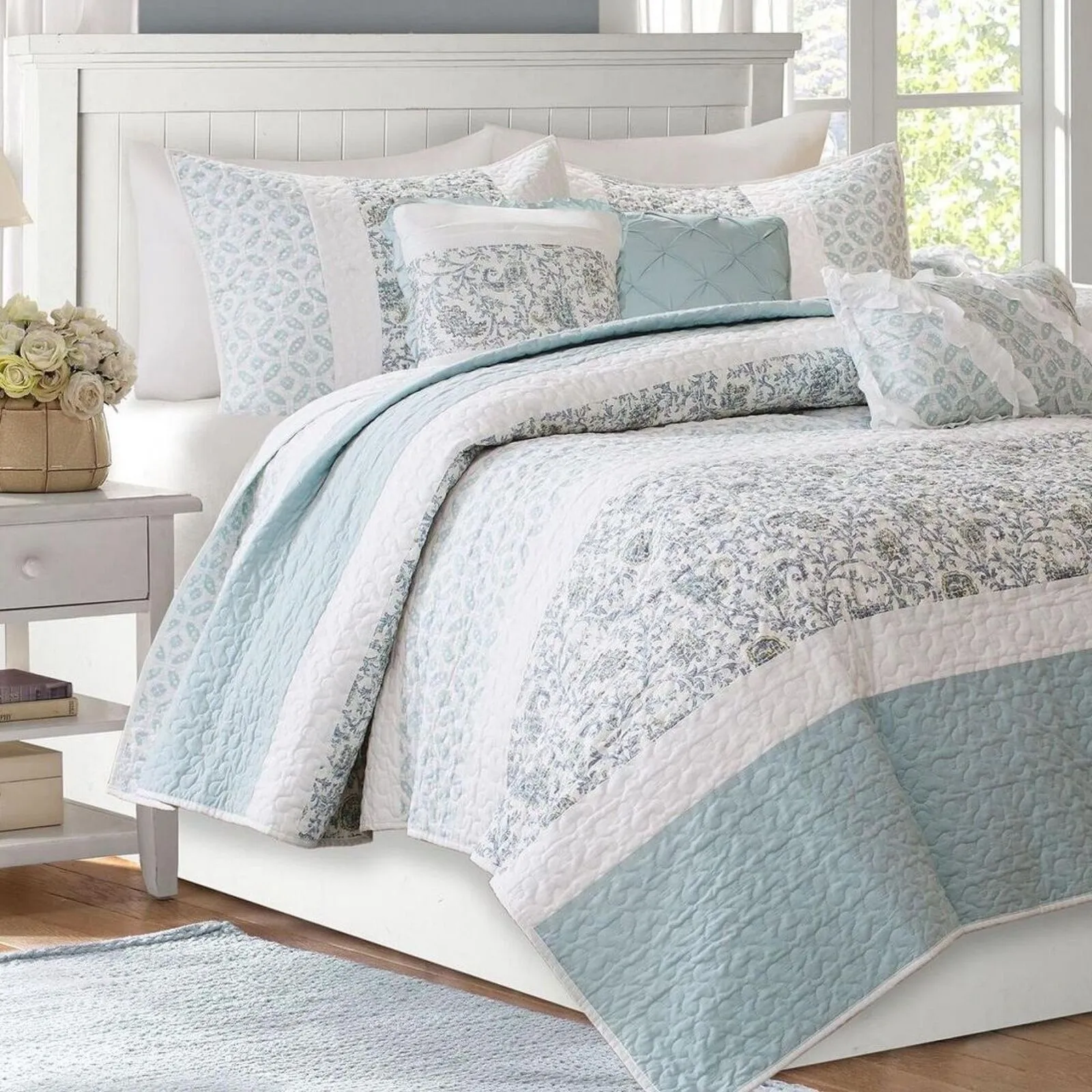 Madison Park Dawn 6-Piece Full / Queen Quilt Set Blue