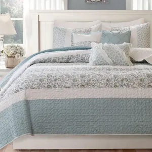 Madison Park Dawn 6-Piece Full / Queen Quilt Set Blue