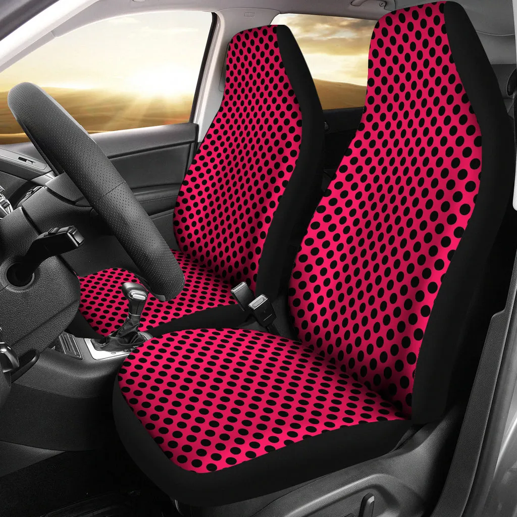 Magenta and Black Polka Dot Car Seat Covers Set