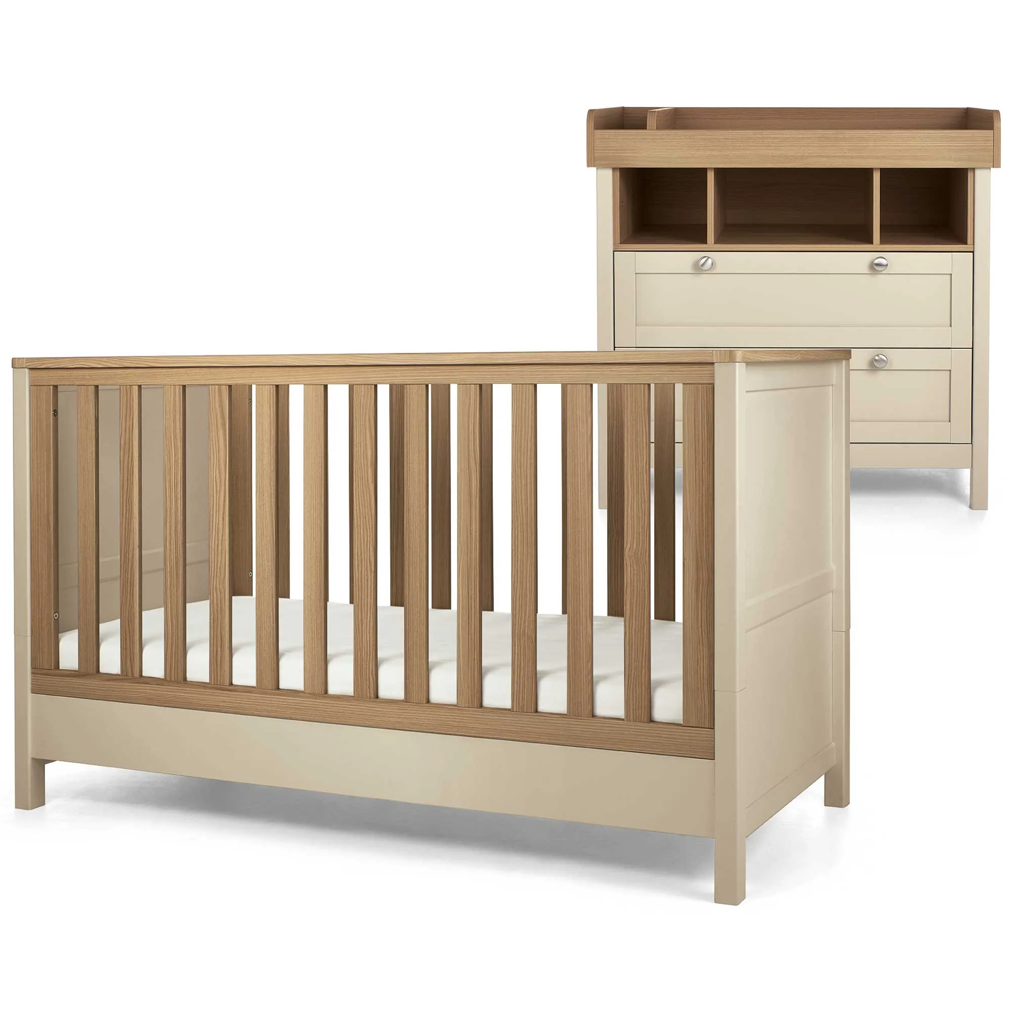 Mamas & Papas Harwell 2 Piece Cotbed & Dresser Roomset - Cashmere