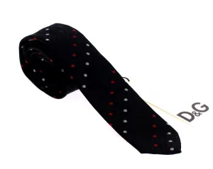 Men Black Pattern Slim Neck Tie