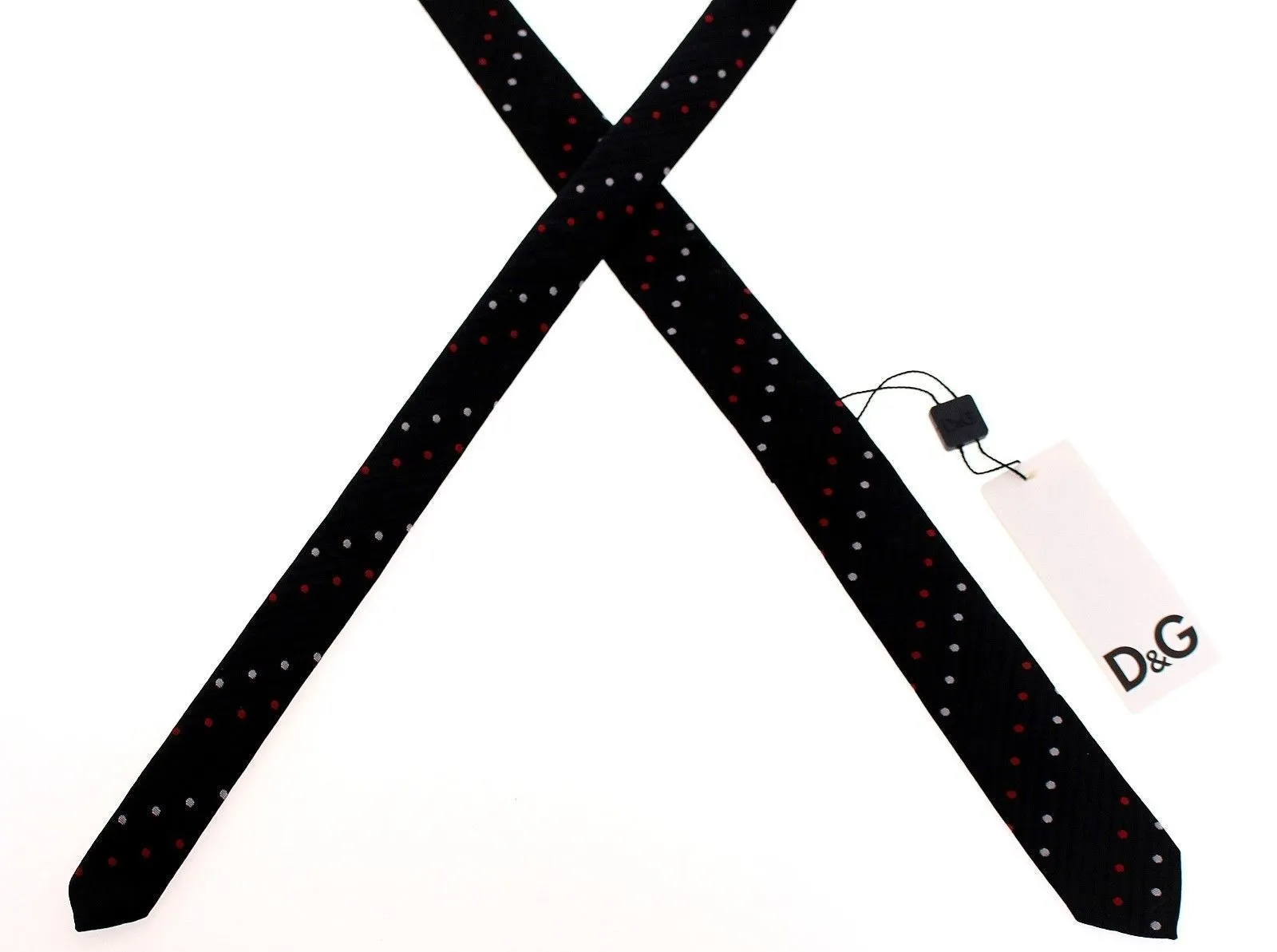 Men Black Pattern Slim Neck Tie
