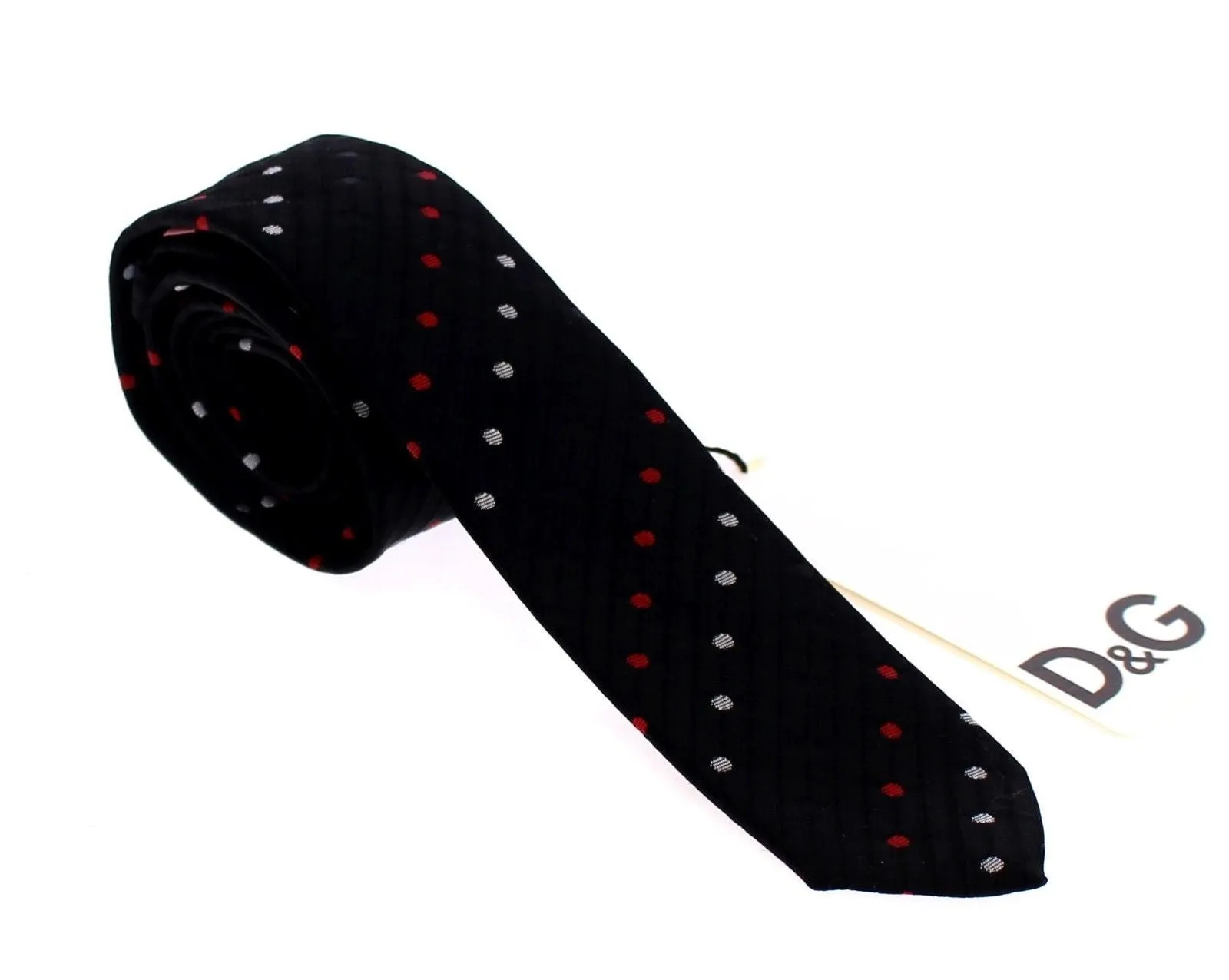 Men Black Pattern Slim Neck Tie