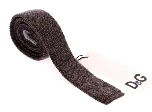 Men Gray Wool Pattern Slim Tie