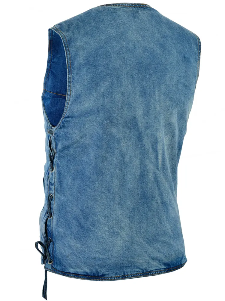 Men's Single Back Panel Concealed Carry Denim Vest