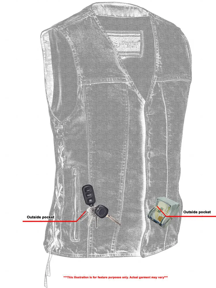 Men's Single Back Panel Concealed Carry Denim Vest