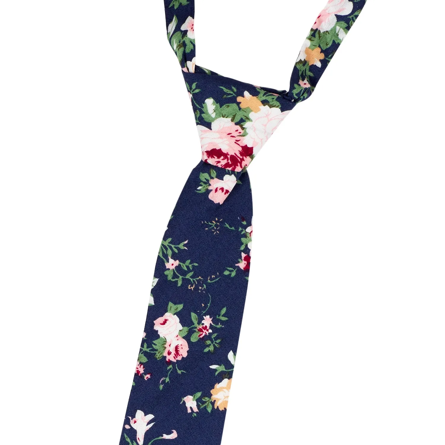 Millie Blue Floral Cotton Boy’s Tie and Beige Braces Set