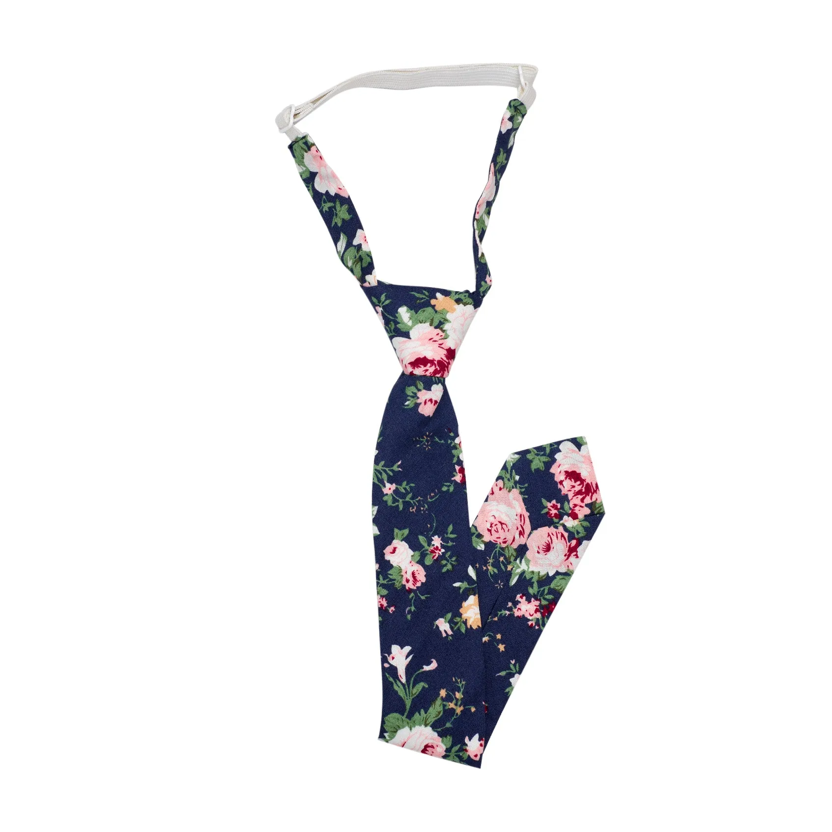 Millie Blue Floral Cotton Boy’s Tie and Beige Braces Set