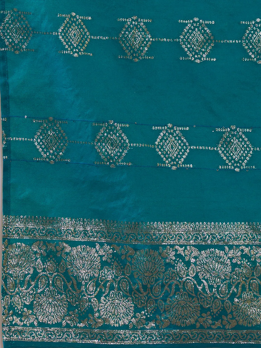 Mustard  Silk Suit Set with Contrast Dupatta - Zola