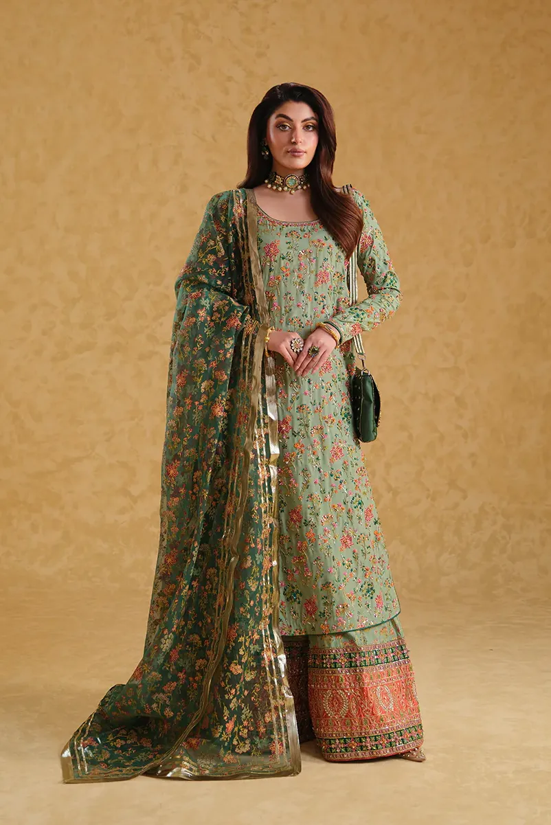 Neloo's Luxury Raw Silk Hand Embroidered Unstitched MEERAS