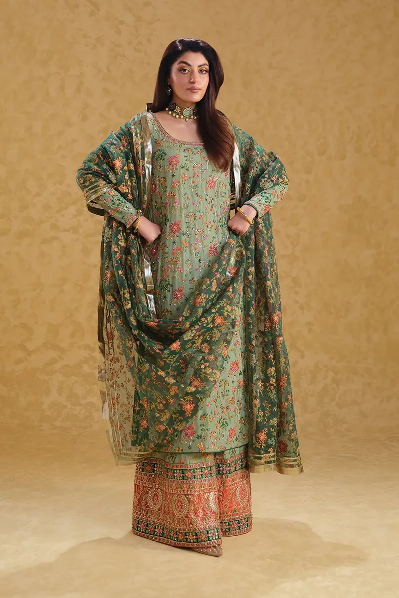 Neloo's Luxury Raw Silk Hand Embroidered Unstitched MEERAS