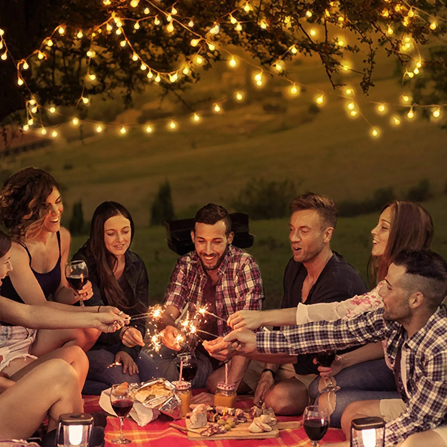 New 2 Pack 100 LED String Lights Outdoor Battery Operated, 2 x 49 Ft Fairy Globe String Lights Waterproof with 2 Remote Controls, 8 Modes & Timer! Warm White!