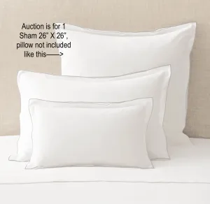 NEW RESTORATION HARDWARE ITALIAN TIPPED SATIN STITCH SHAM IN DUNE, 26" X 26" SQUARE, LARGEST SHOW IN PIC! WINNER CAN BUY 1 MORE @ WINNING BID! RETAILS $85US  EACH!