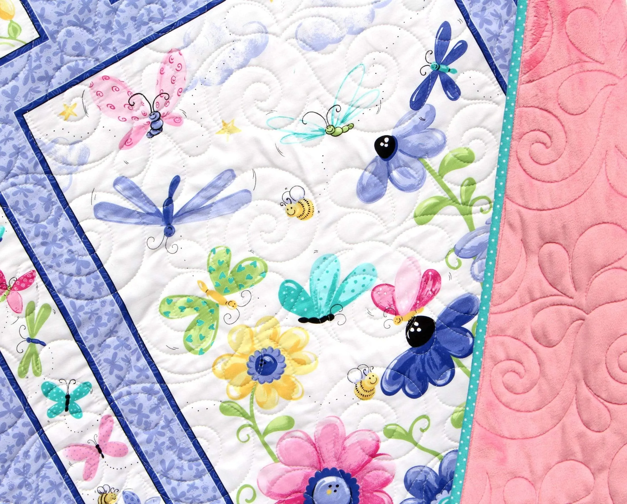 Newborn Gift, Butterfly Baby Quilt, Minky Blanket, Pink Crib Bedding, Gift from Grandma, Personalized Name Handmade Homemade Purple Newborn