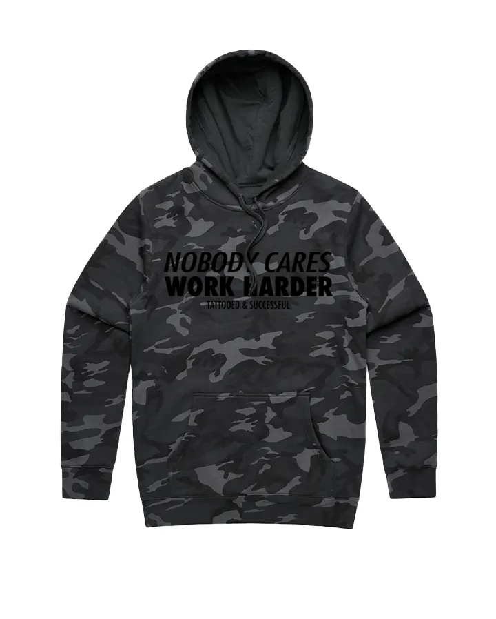 Nobody Cares Work Harder Hoodie - Black Camo