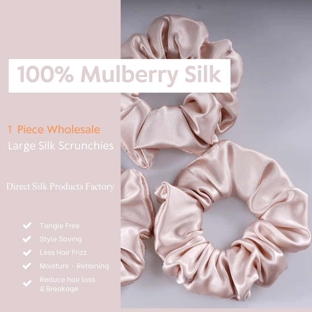 Nude Silk Scrunchie Large