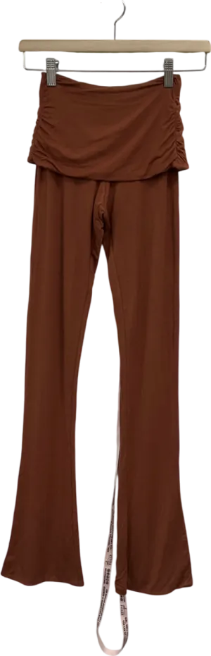 Oh Polly Mid Rise Modal Cashmere Blend Trousers In Chestnut Brown UK 6
