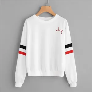 'okay' Striped Sweatshirt