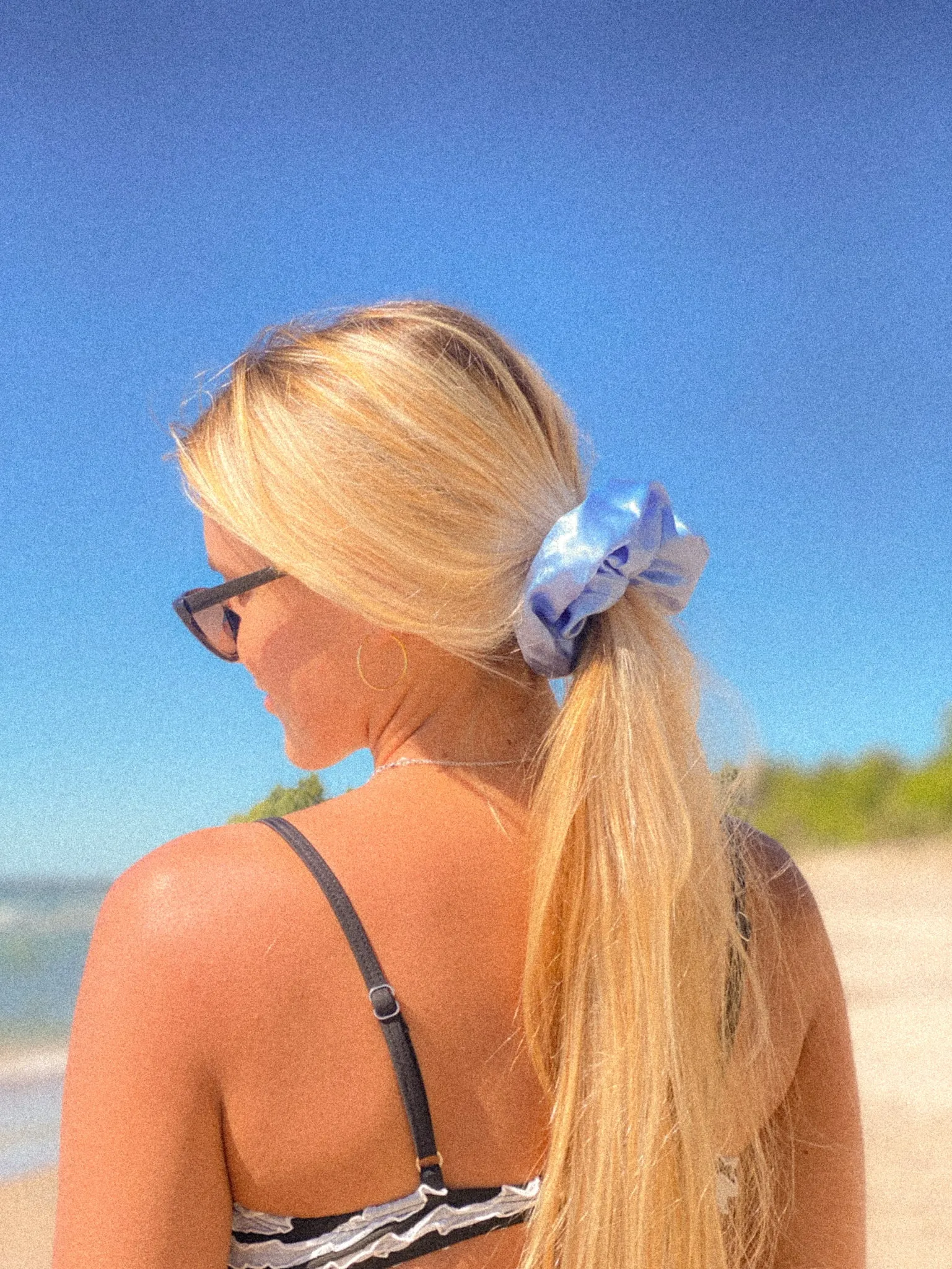 Organic Silk Scrunchie - Baby Blue