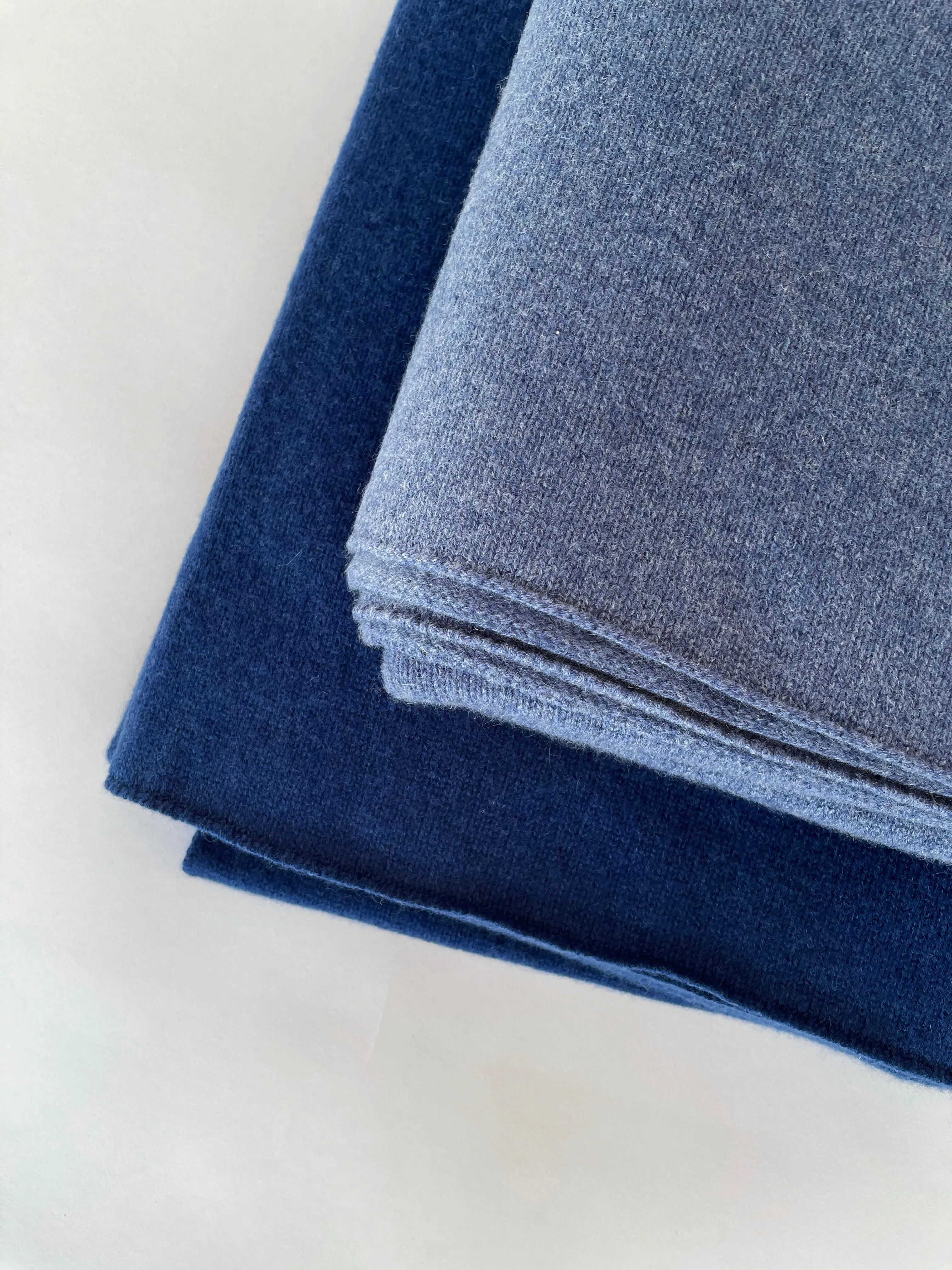 Oversized Italian Cashmere Jersey Knit Blanket - Cobalt