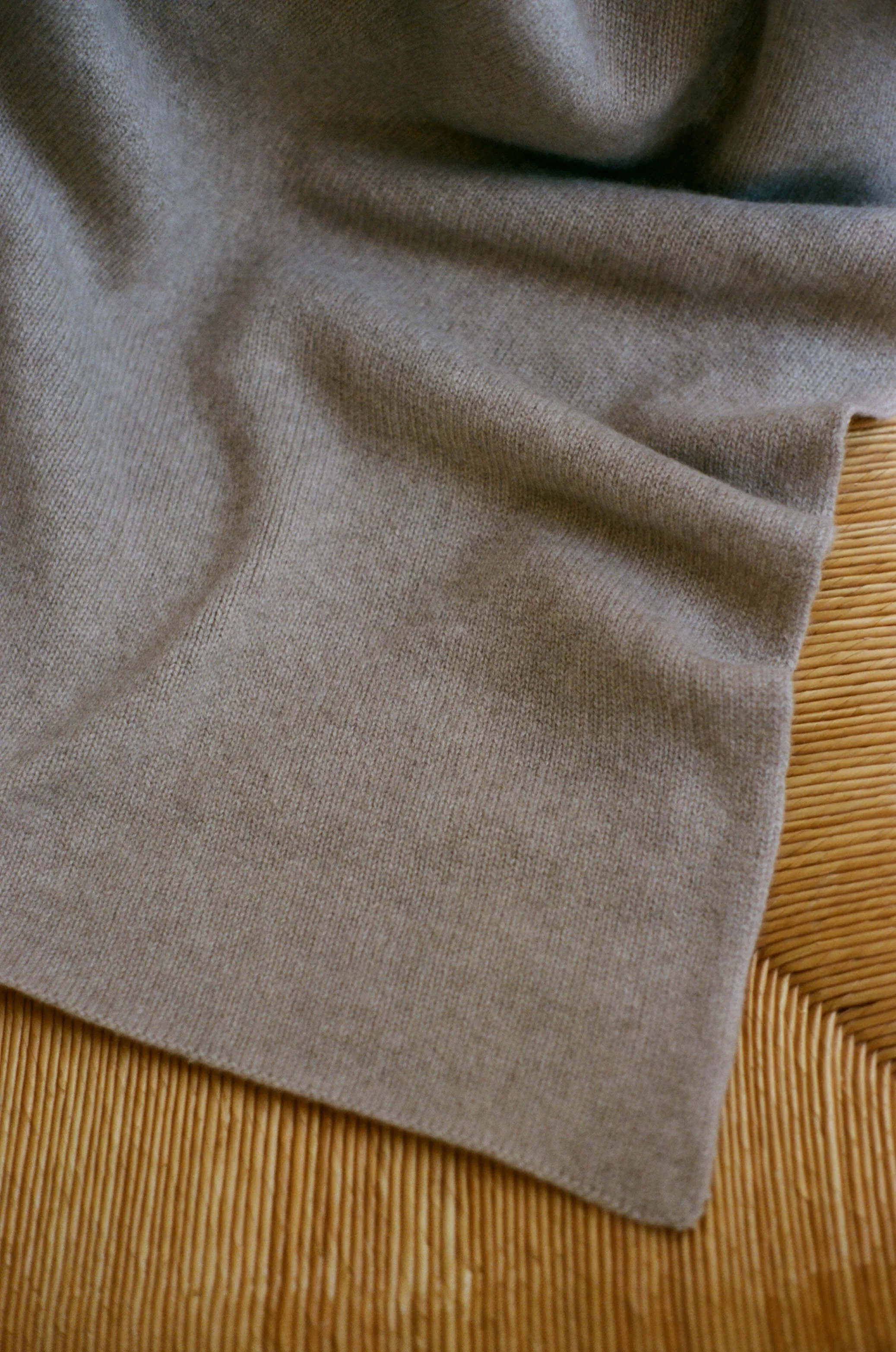 Oversized Italian Cashmere Jersey Knit Blanket - Oat