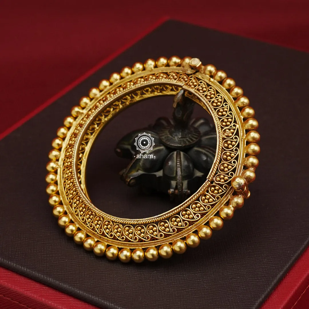Pacheli Gold Polish Silver Hand Kada (Size: 2.8, Openable)