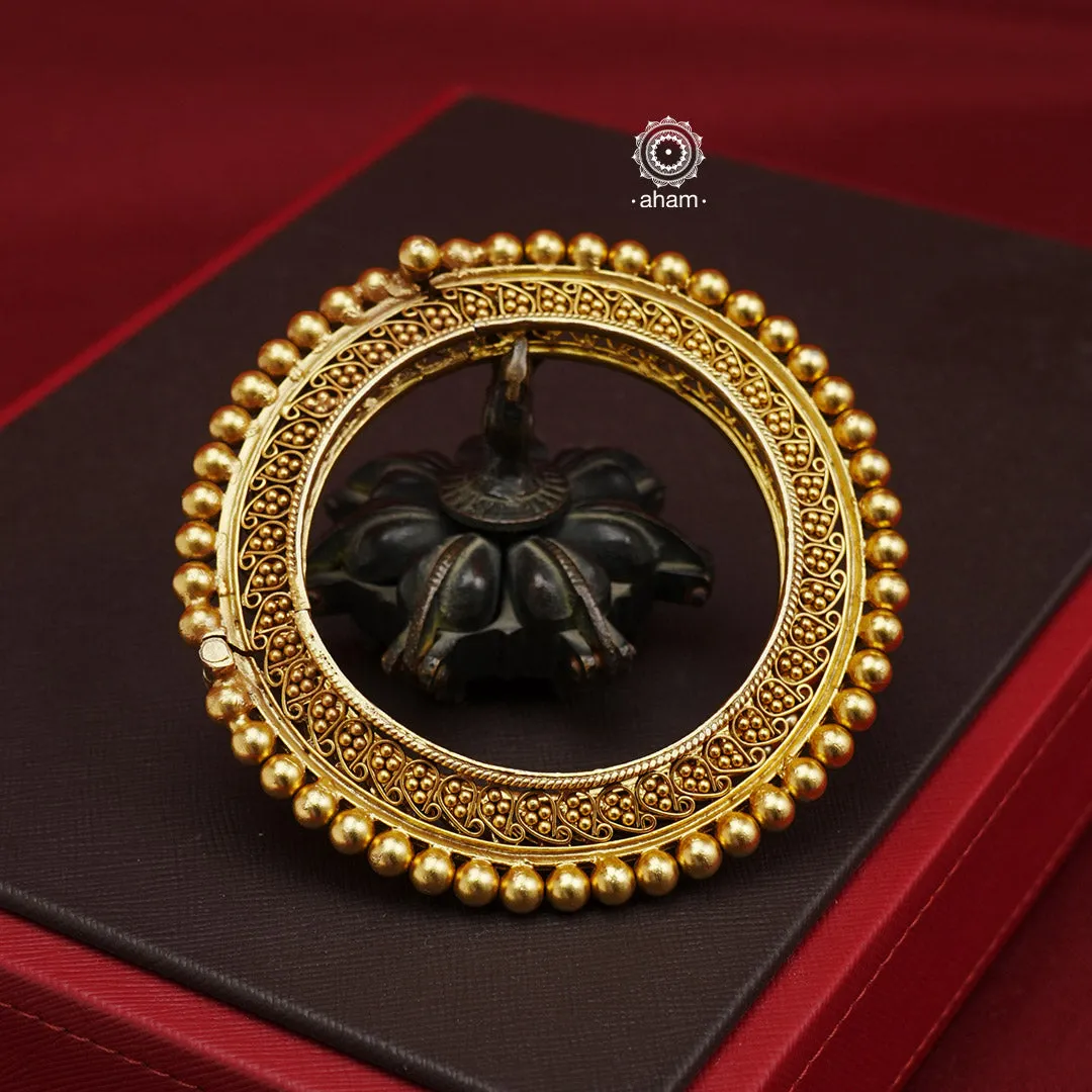 Pacheli Gold Polish Silver Hand Kada (Size: 2.8, Openable)