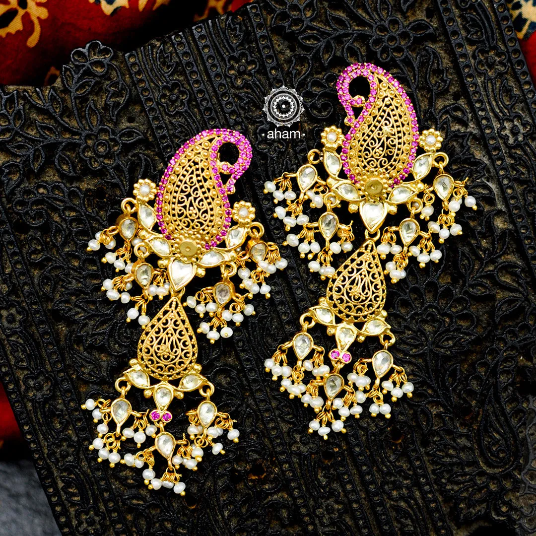 Paisley Gold Polish Silver Earrings