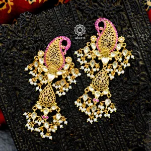 Paisley Gold Polish Silver Earrings