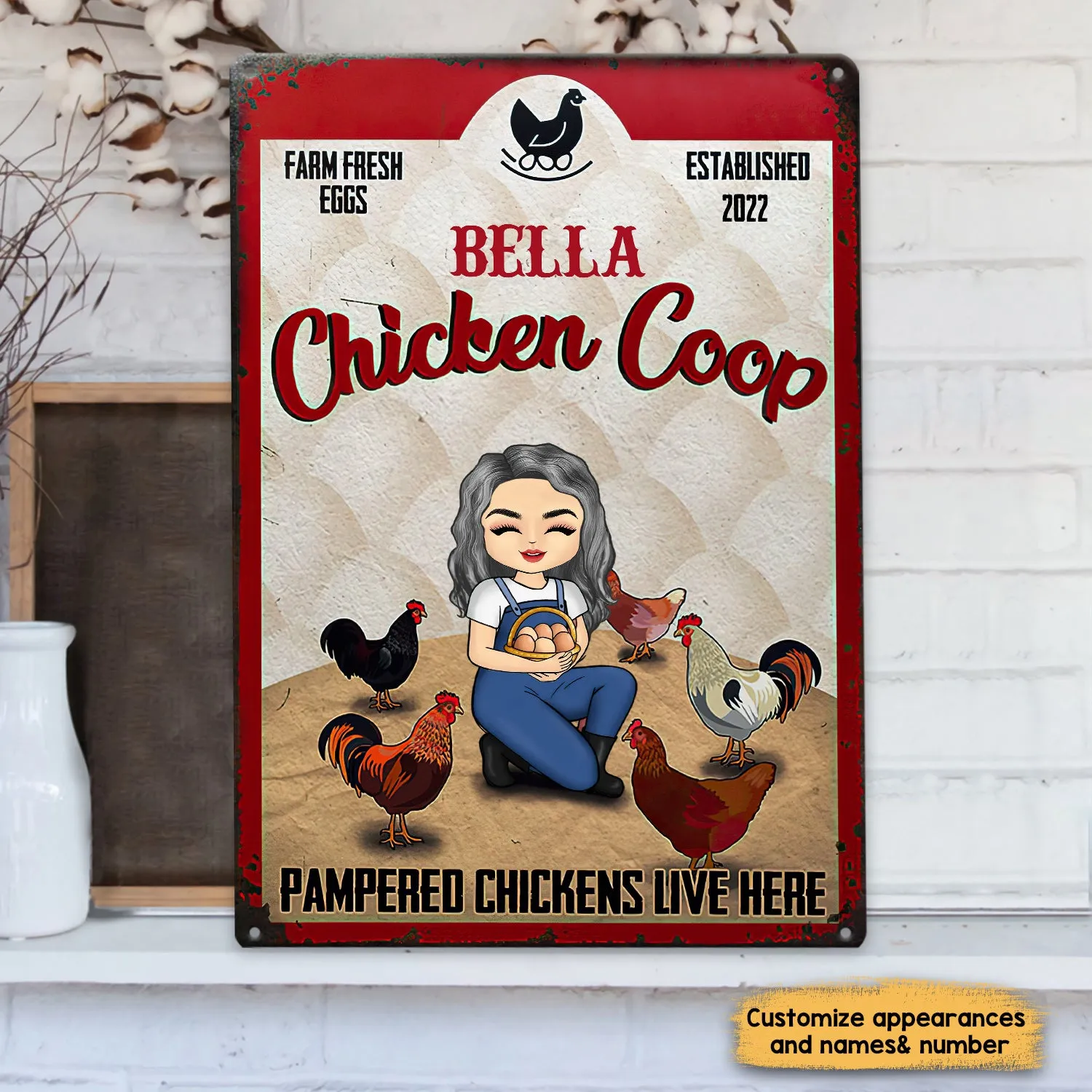 Pampered Chickens Live Here - Chicken Coop Decoration - Personalized Custom Classic Metal Signs