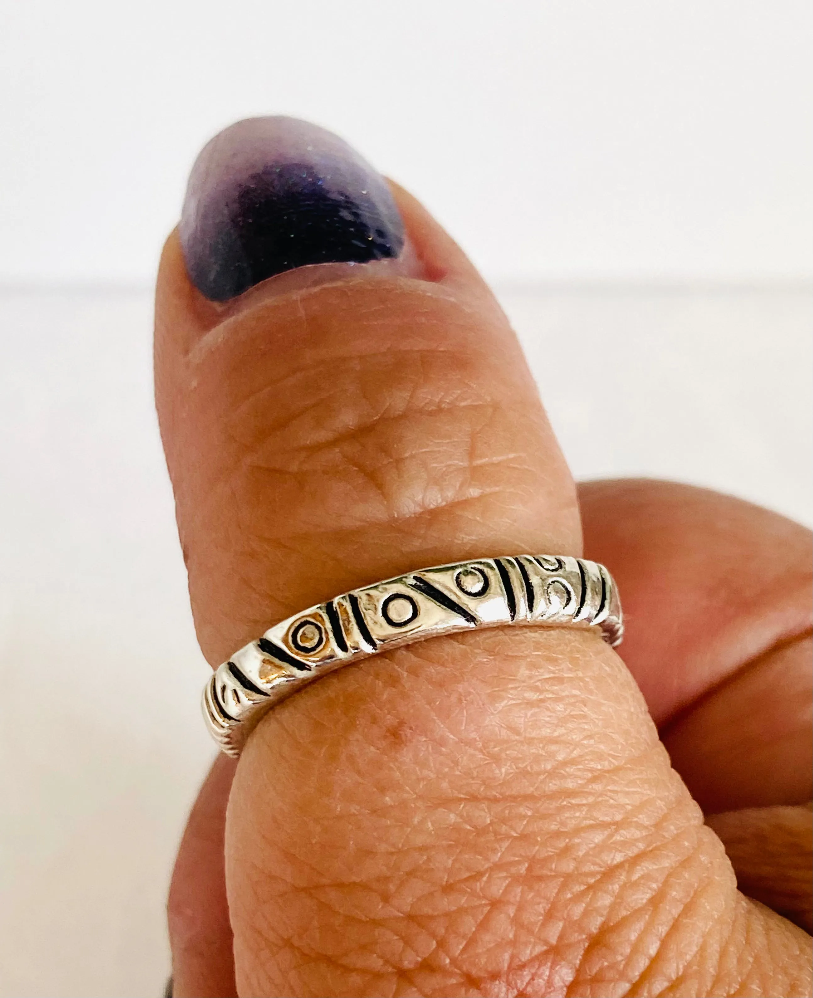 Pattern Ring, Stacking Ring, Textured Stacking Ring