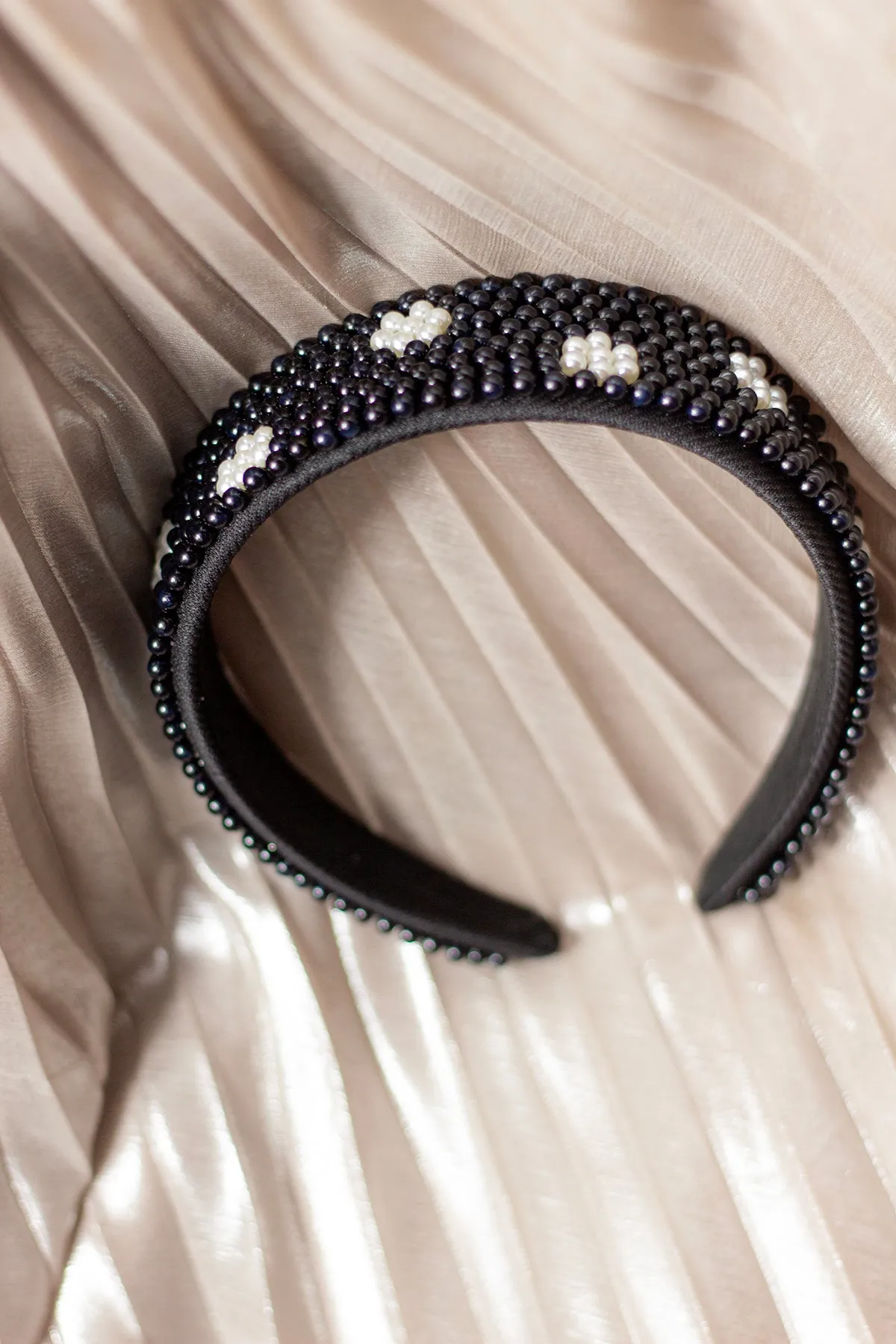Pearl Beaded Polka Dot Headband
