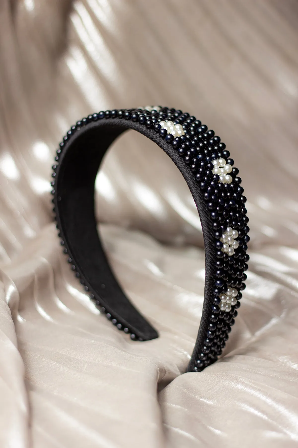 Pearl Beaded Polka Dot Headband
